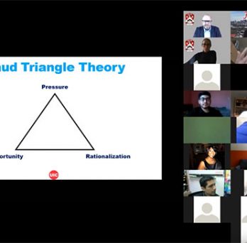 Screenshot from Zoom virtual event: UIC Business Accounting Master Class: Accounting Fraud in the Age of COVID 