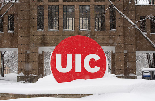 UIC circle mark covered in snow