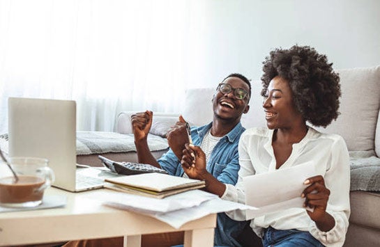 Man and woman smiling