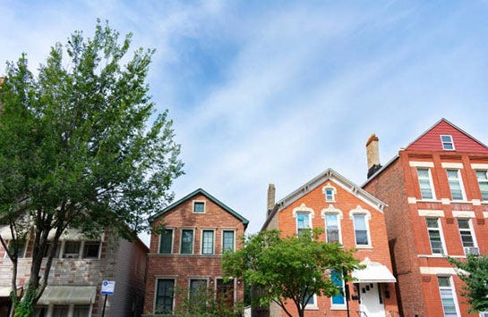 A row of homes in Chicago's Pilsen neighborhood