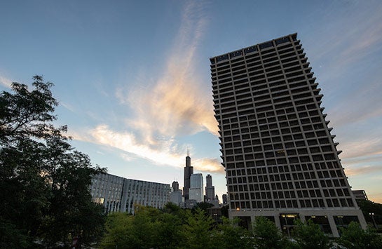 Sunrise on UIC's east campus