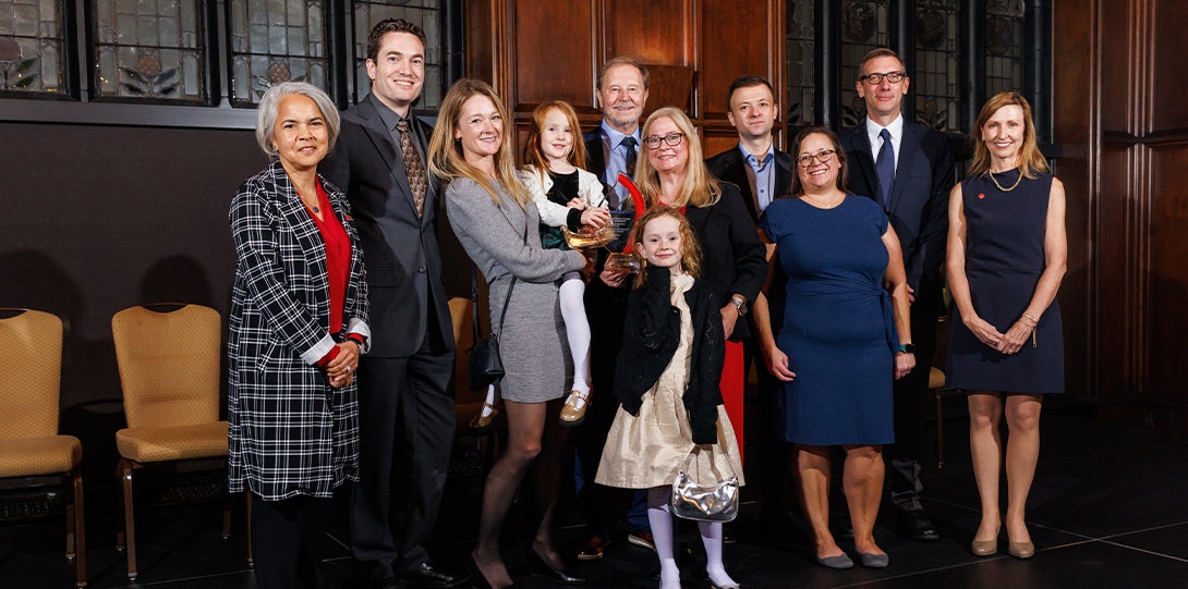 Don Bielinski, his family,  Chancellor Miranda, and Dean Wayne